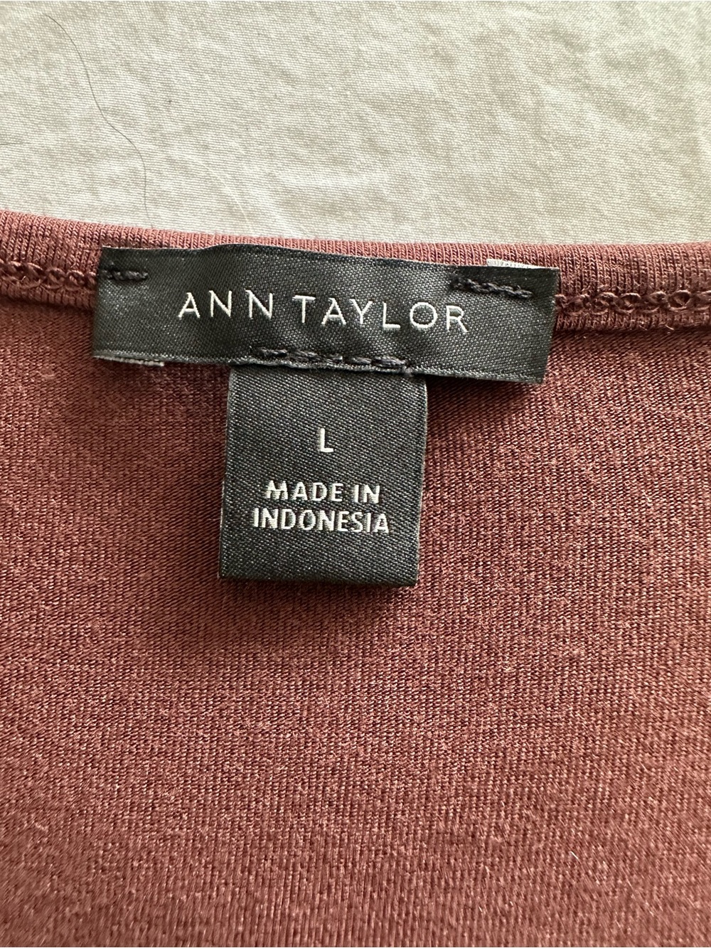 Ann Taylor Scoop Neck Short Sleeve Top - Chocolate Brown, size large - Picture 3 of 9
